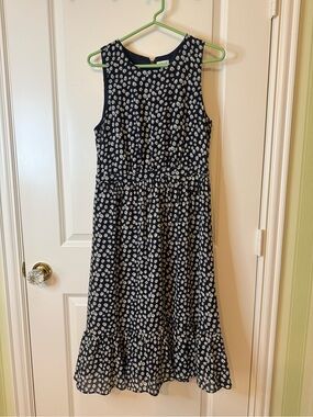 J. Crew Black Dress with White Floral Print